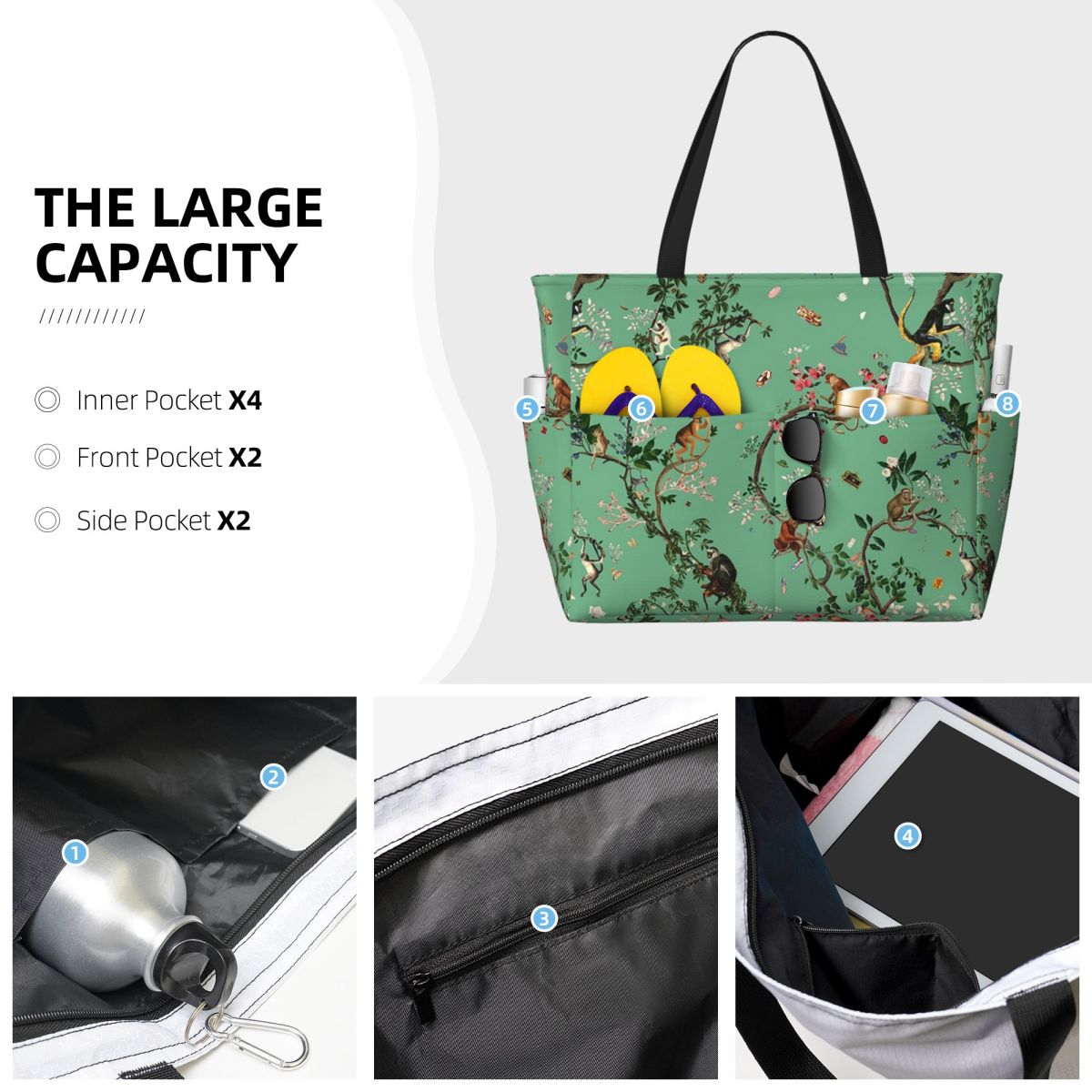 Monkey World Green Beach Tote  - огляд і ціна Yoga Fitness World
