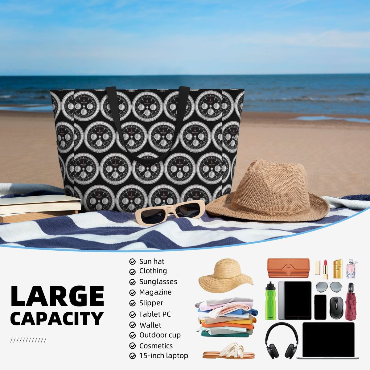 Black Luxury Watch Face Beach  - огляд і ціна Yoga Fitness Watch